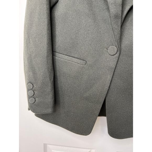 New Good American Oversized Flannel Twill Boxy Blazer Jacket Green Dark Academia - Picture 4 of 12